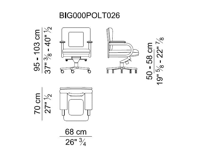 Кожаное офисное кресло с колесами i 4 Mariani Big ARCH-00076379 - Вид №5