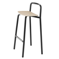 Hull 630 Барный стул со стальной рамой на 4 ножках. Сиденье и спинка из бука (тисненая отделка). Et al. Hull