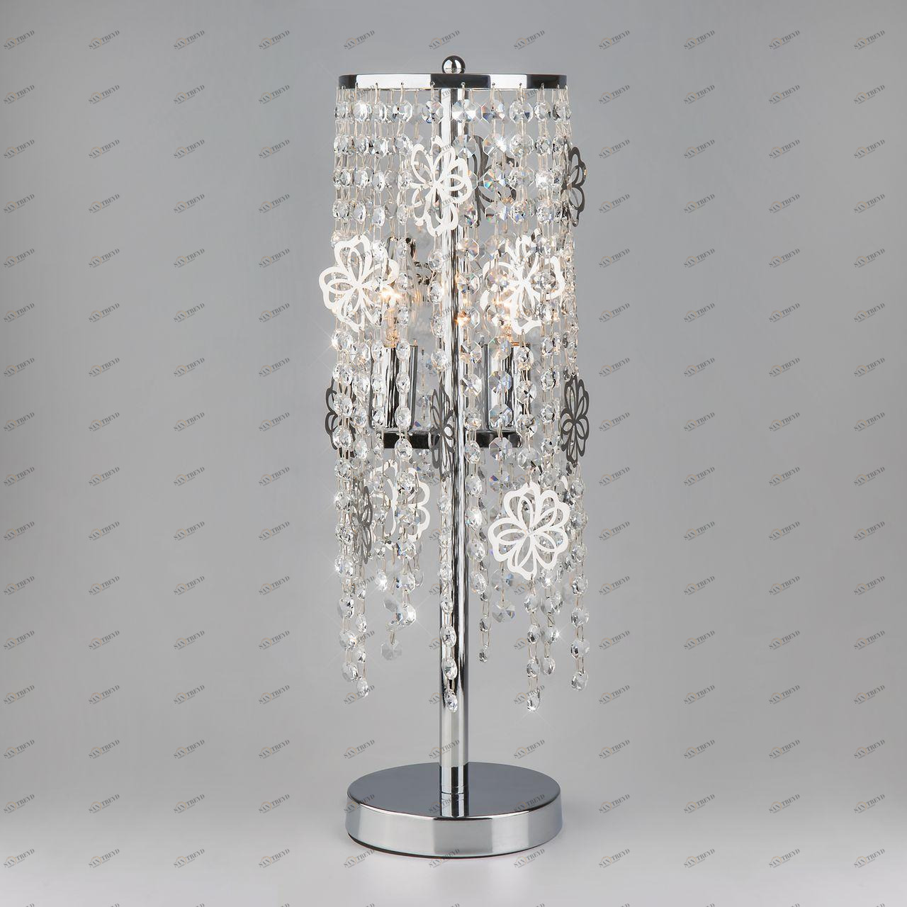 Настольная лампа Eurosvet Flower 01035/2 хром/прозрачный хрусталь Strotskis EUROSVET ИНТЕРЬЕРНЫЕ 194958 Прозрачный;хром 