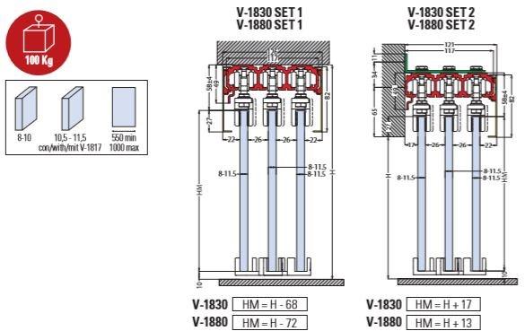Metalglas Bonomi Комплект раздвижных дверей  V-1830 | v-1880 V-1830 ~ v-1880 - Вид №1