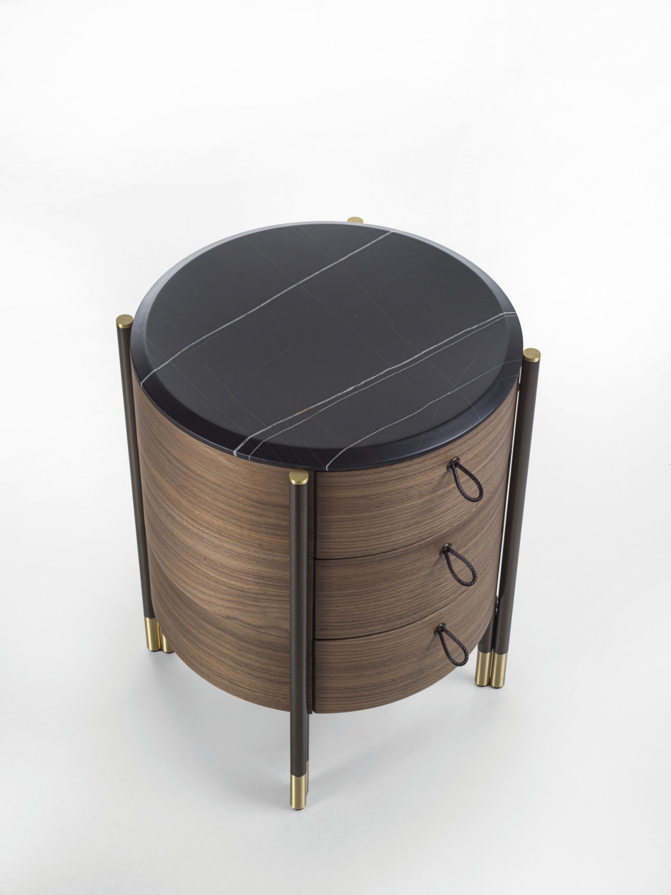 Круглая тумбочка из мрамора и грецкого ореха с ящиками Porada двадцать четыре ARCH-00126122 - Вид №1