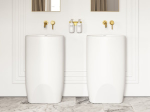 Овальная отдельно стоящая раковина из смолы с переливом