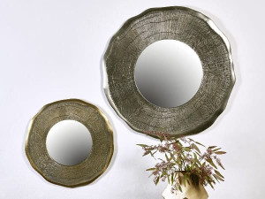 Алюминиевое круглое зеркало с рамой стены