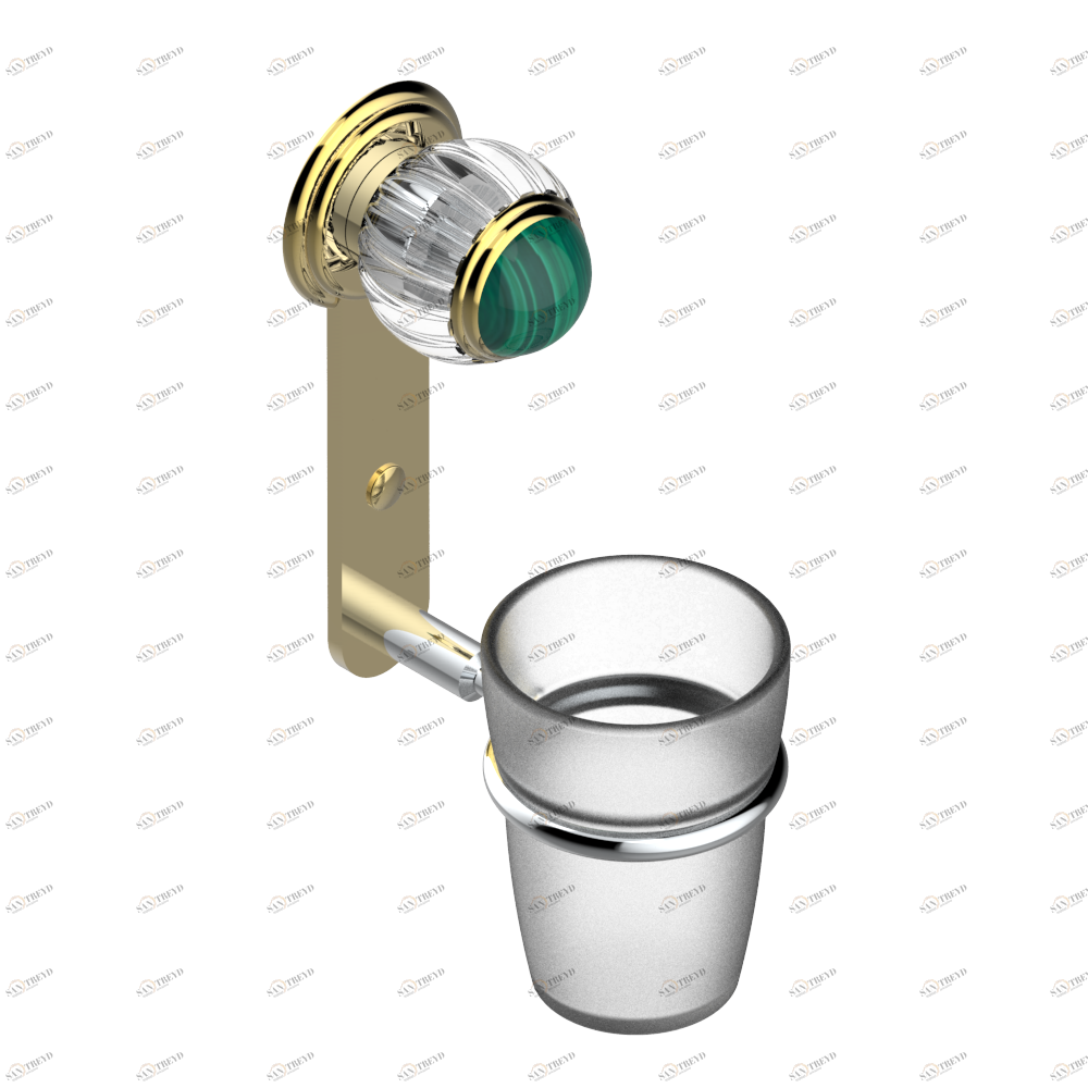 A8M-536 Стакан настенный для зубных щёток Thg-paris Vogue с малахитом Хром/золото A8M-536 CAT.A