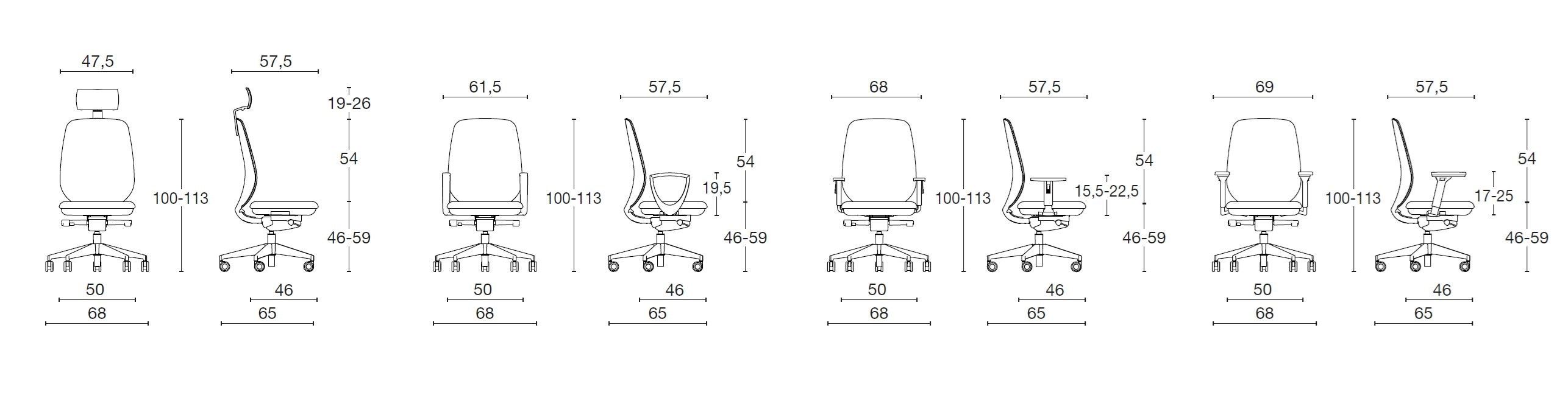5 спиц подлокотник ткань регулируемая высота операционный стул офис Diemme Кожа ARCH-00051264 - Вид №19