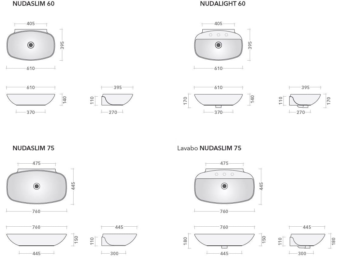 Керамическая овальная подвесная раковина Ceramica Flaminia обнаженная ARCH-00116423 - Вид №9