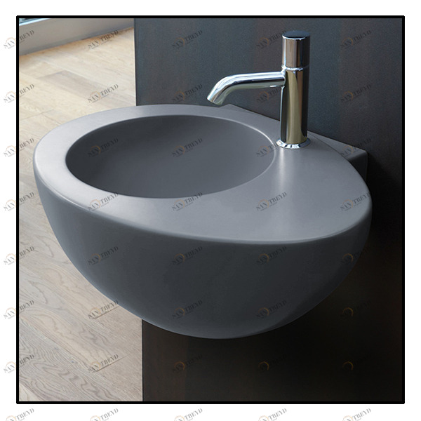 LGLS56BR Подвесная раковина настенная овальная Ceramica Cielo  серая 