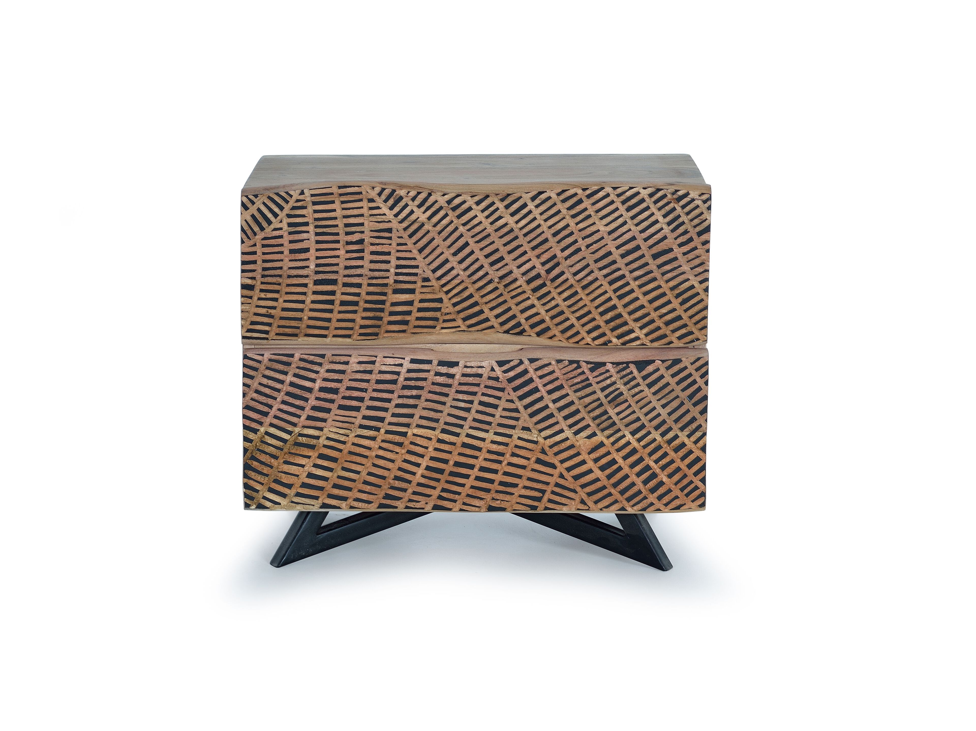 Прямоугольная прикроватная тумбочка из акации с ящиками Giner y Colomer Yakarta ARCH-00030466