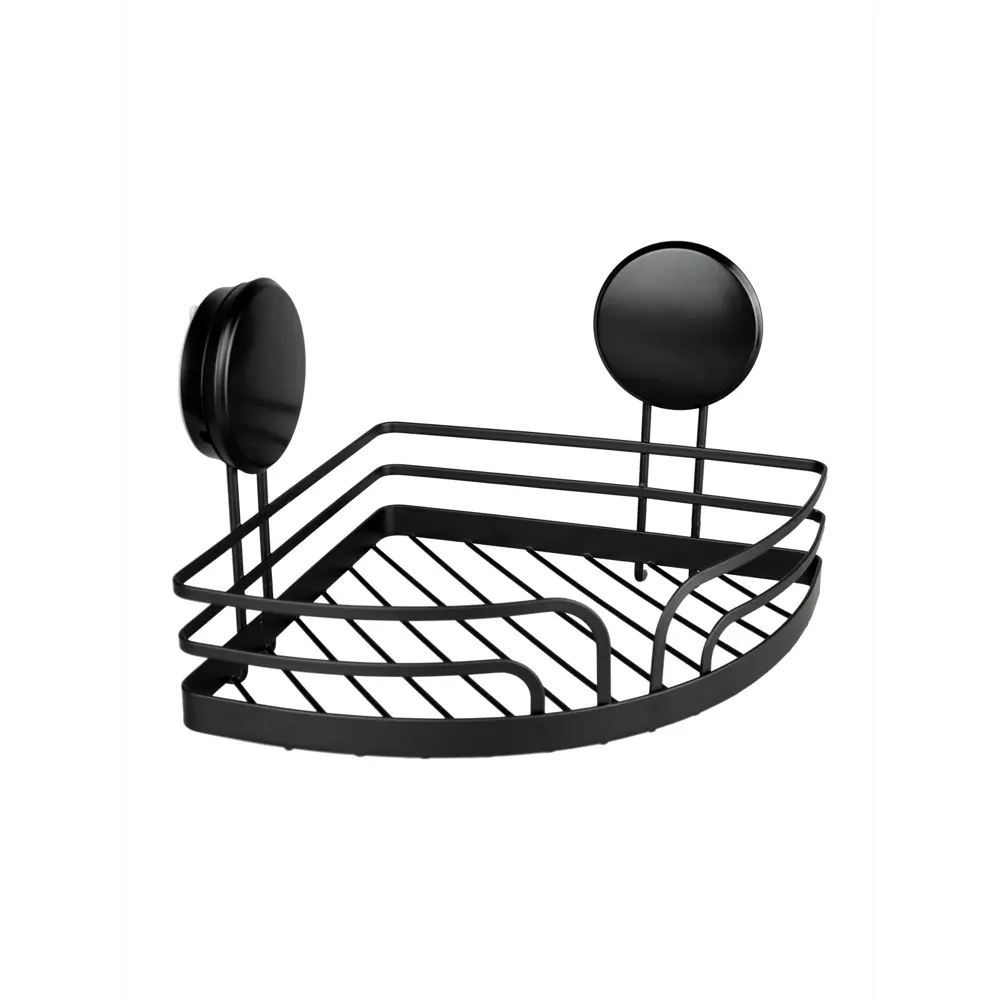 Полка для ванной Аквалиния W8002-2 15.5x22.5x22.5 см металл цвет черный На липучке STLM-2110727