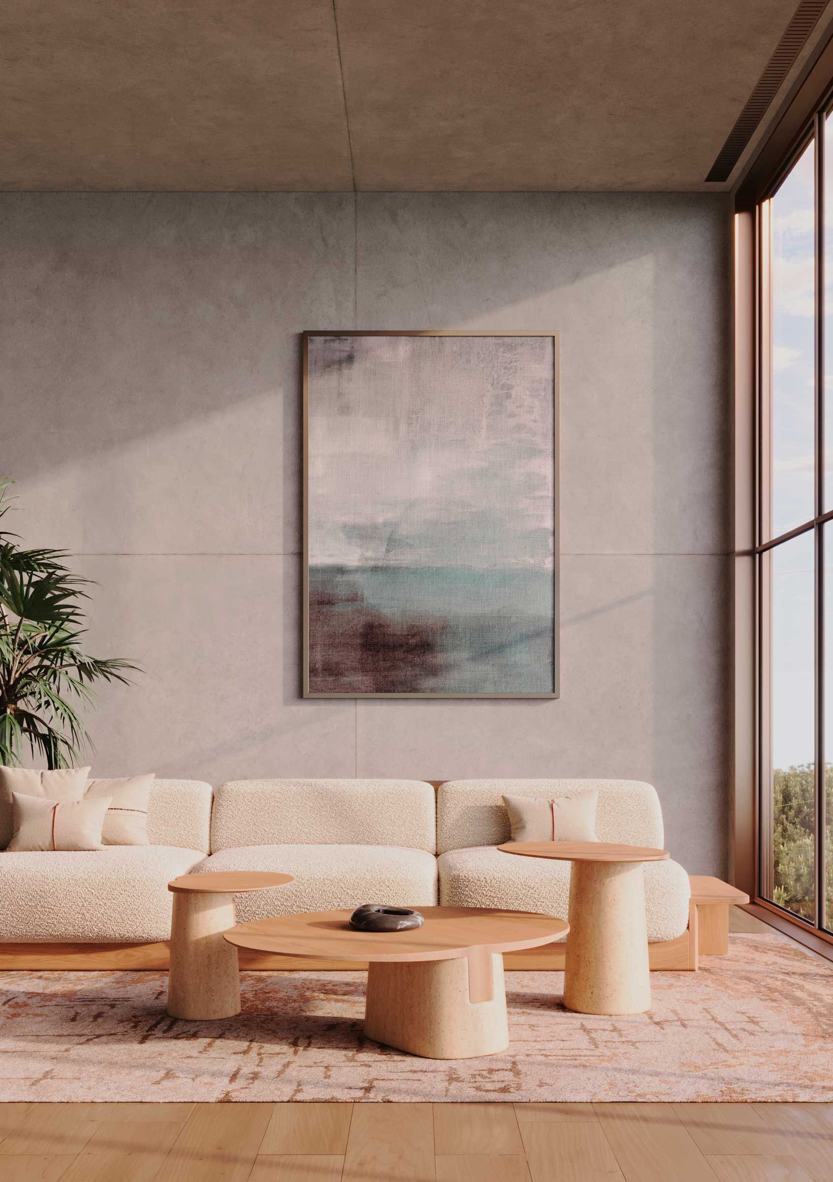 Высокий овальный журнальный столик из дерева и травертина Wewood Anchor ARCH-00147099 - Вид №1