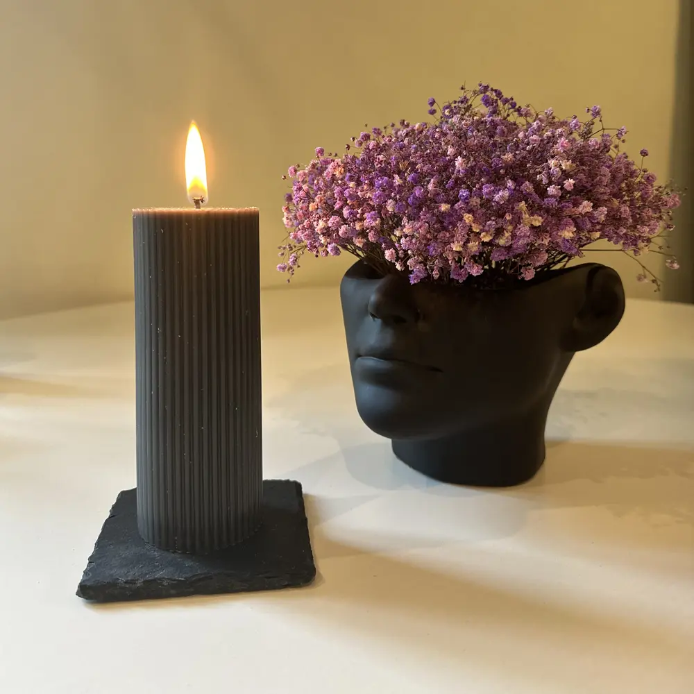 Дизайнерская свеча-столбик Ribbed черная 15 см 89370282 Santreyd STLM-0820915 - Вид №2