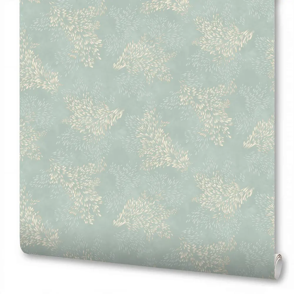 Обои флизелиновые Anturage Iskra зеленые с абстрактным рельефным рисунком 89419225 STLM-1566344