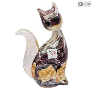 2071 ORIGINALMURANOGLASS Скульптура Разноцветный кот - муранское стекло 10 см
