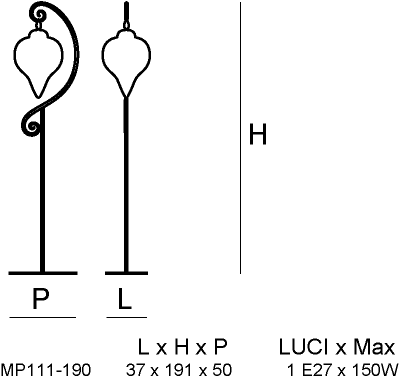 Siru Торшер из муранского стекла Goccia Mp 111-190 - Вид №2