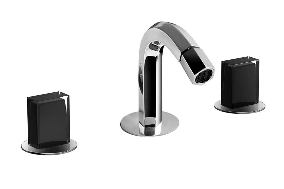 N409S  Смеситель на 3 отверстия для бидевылет 12 см без ручек ограничитель потока воды до 5 л/мин при 3 бар картридж керамический 90° видимый аэратор подводка донный клапан нажимного типа ручки заказываются отдельно, см. раздел ''Ручки'' Fantini Rubinetti VENEZIA