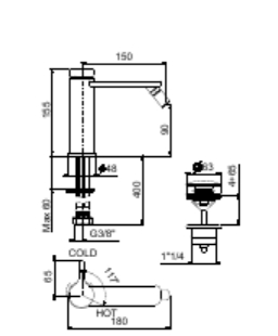 CO840102560 Смеситель для биде , черный Webert Coral - Вид №1