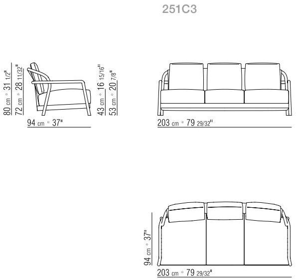 Flexform 3-местный уличный диван со съемным чехлом из ткани Alison sun-id-1353111 - Вид №5