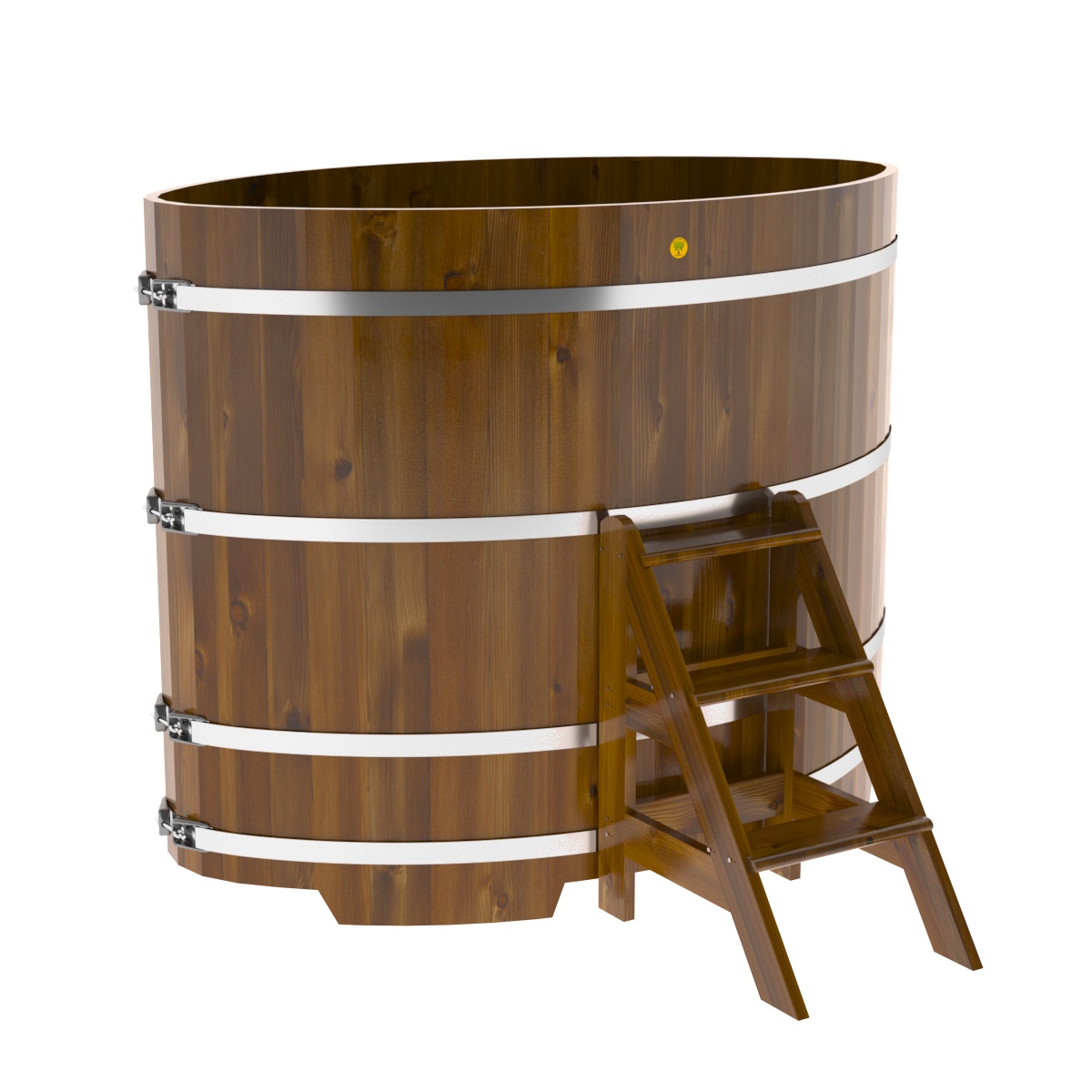 2293 Купель овальная из лиственницы Рустик 1,08х1,75х1,4 морёная Alyarus  - Вид №1