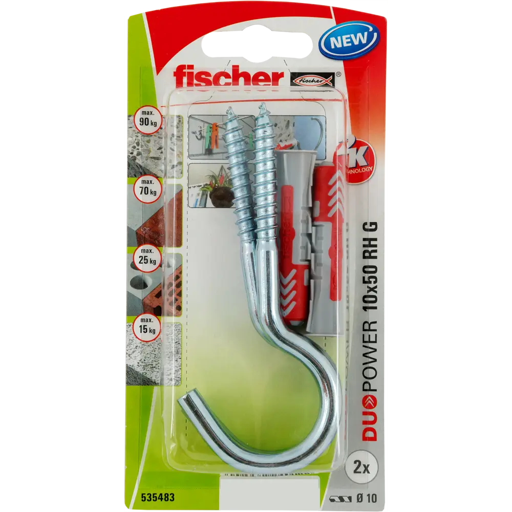 Дюбель универсальный DuoPower 10x50 мм, крюк-полукольцо, 2 шт. 81933204 STLM-2059689 FISCHER  - Вид №2