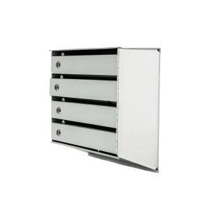 Почтовый ящик секционный вертикальный 4, металл, цвет серый