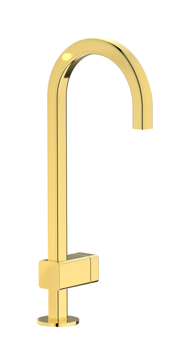 Монорычажный прогрессивный смеситель на раковину в комплекте с донным клапаном. WE ARE IB eo200oo_3 Gold Elio