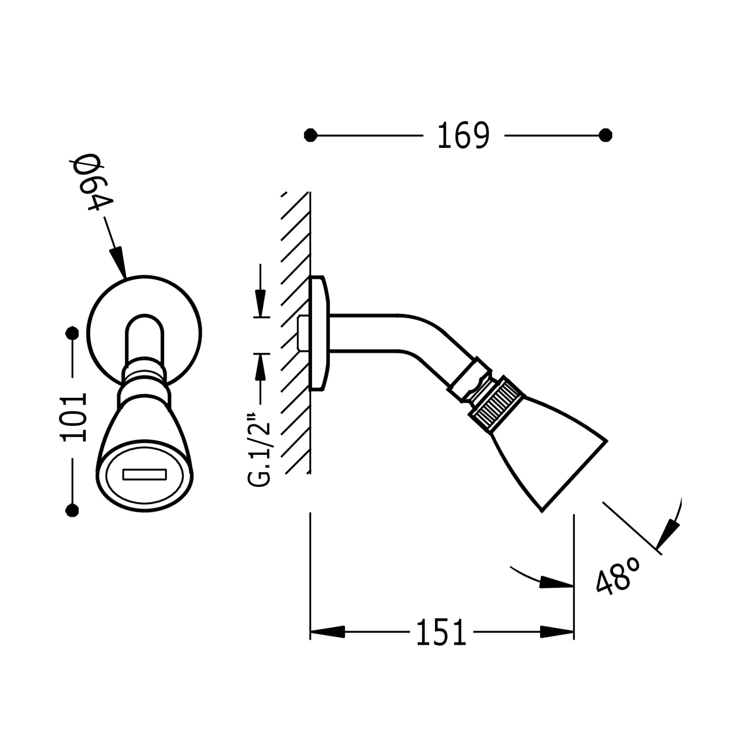 Настенный кронштейн с регулируемой насадкой для душа-134738 TRES Showers - Вид №1