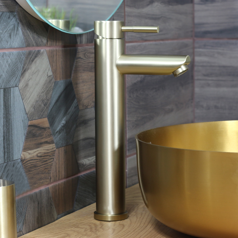 Смеситель д/ум MELANA-610102PVD-G Tondo нерж.сталь, однорычажный, золото 