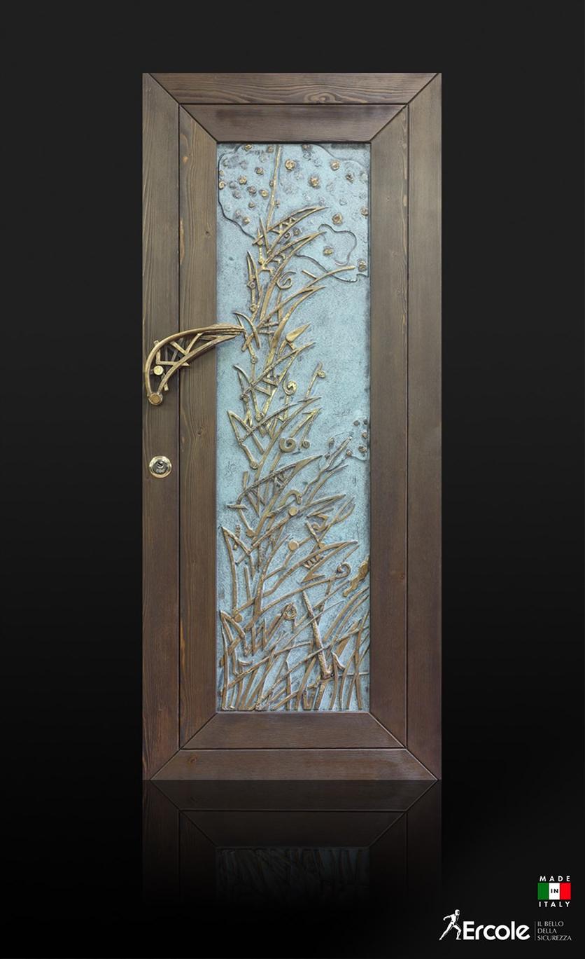 Ercole Распашная бронедверь из дерева и оксидированной латуни sun-id-1355303 - Вид №1