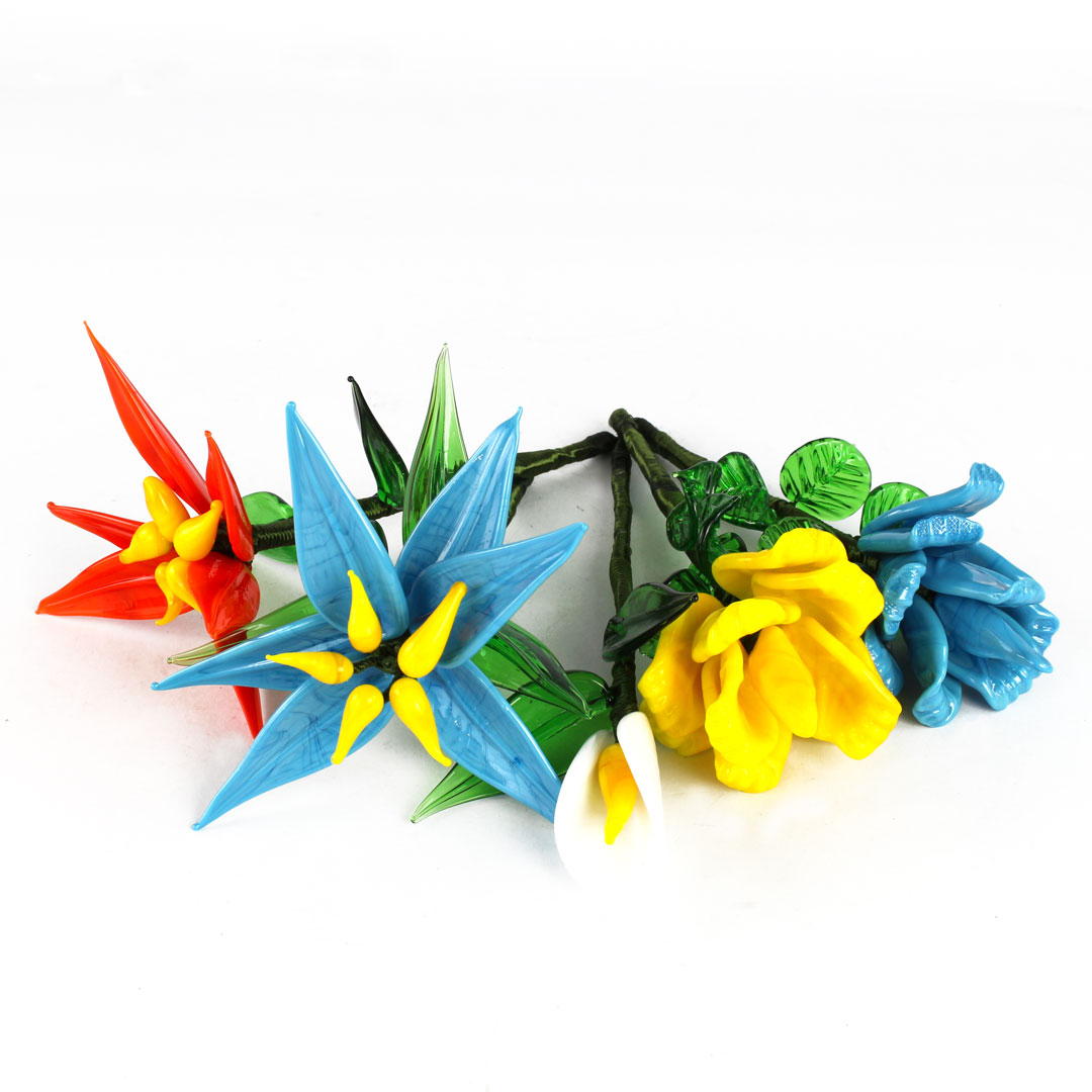 4273 ORIGINALMURANOGLASS Декоративная жёлтая роза - муранское стекло OMG 15 см  - Вид №1