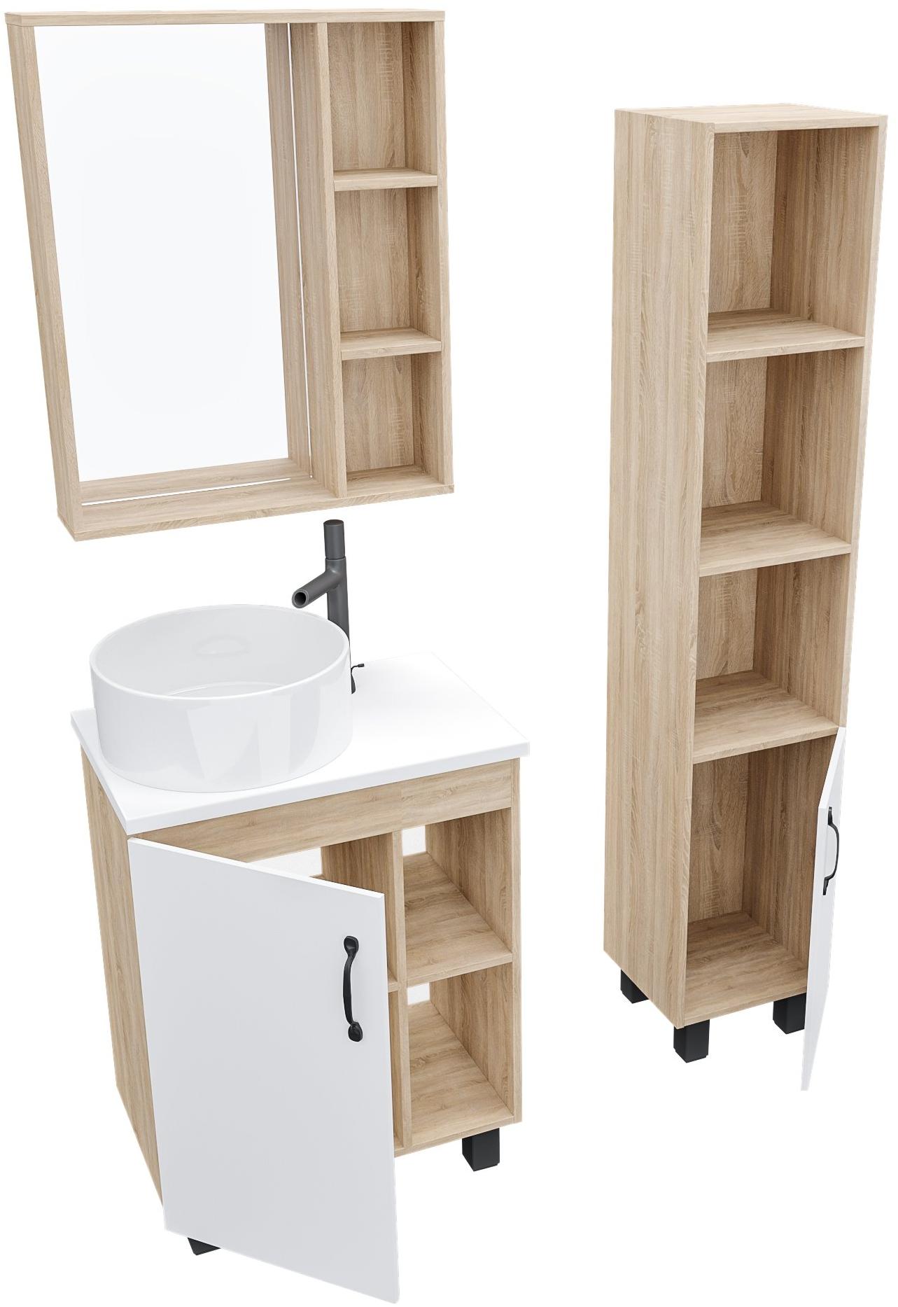 303001 Пенал напольный Grossman "ФЛАЙ-30 см" Пр.дуб сонома/бел. - Вид №1