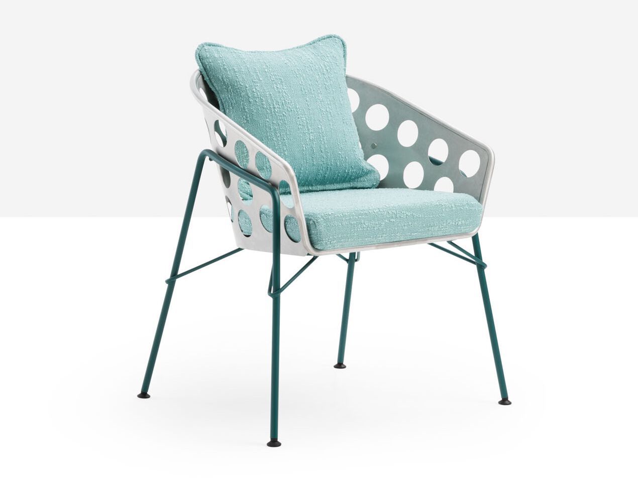 Окрашенный металлический стул с подлокотниками с мягким сиденьем Midj пузыри ARCH-00150460