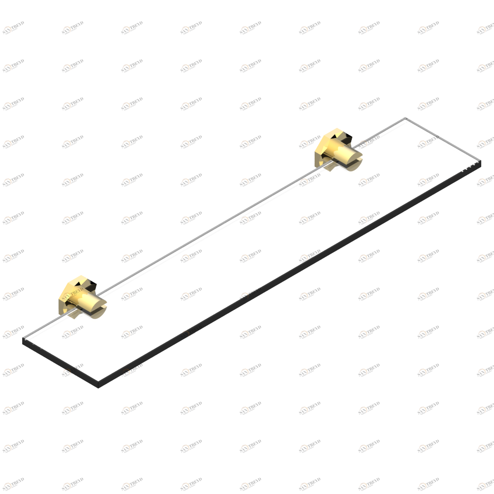 U2N-564 Полка стеклянная 60 cм с кронштейнами Thg-paris Nihal porcelaine ivoire Покрытие PVD золотистый цвет U2N-564 CAT.F
