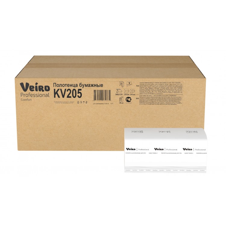 KV205 Veiro Бумажные полотенца листовые Veiro Professional Comfort KV205 H3 20 пачек по 200 листов  - Вид №2