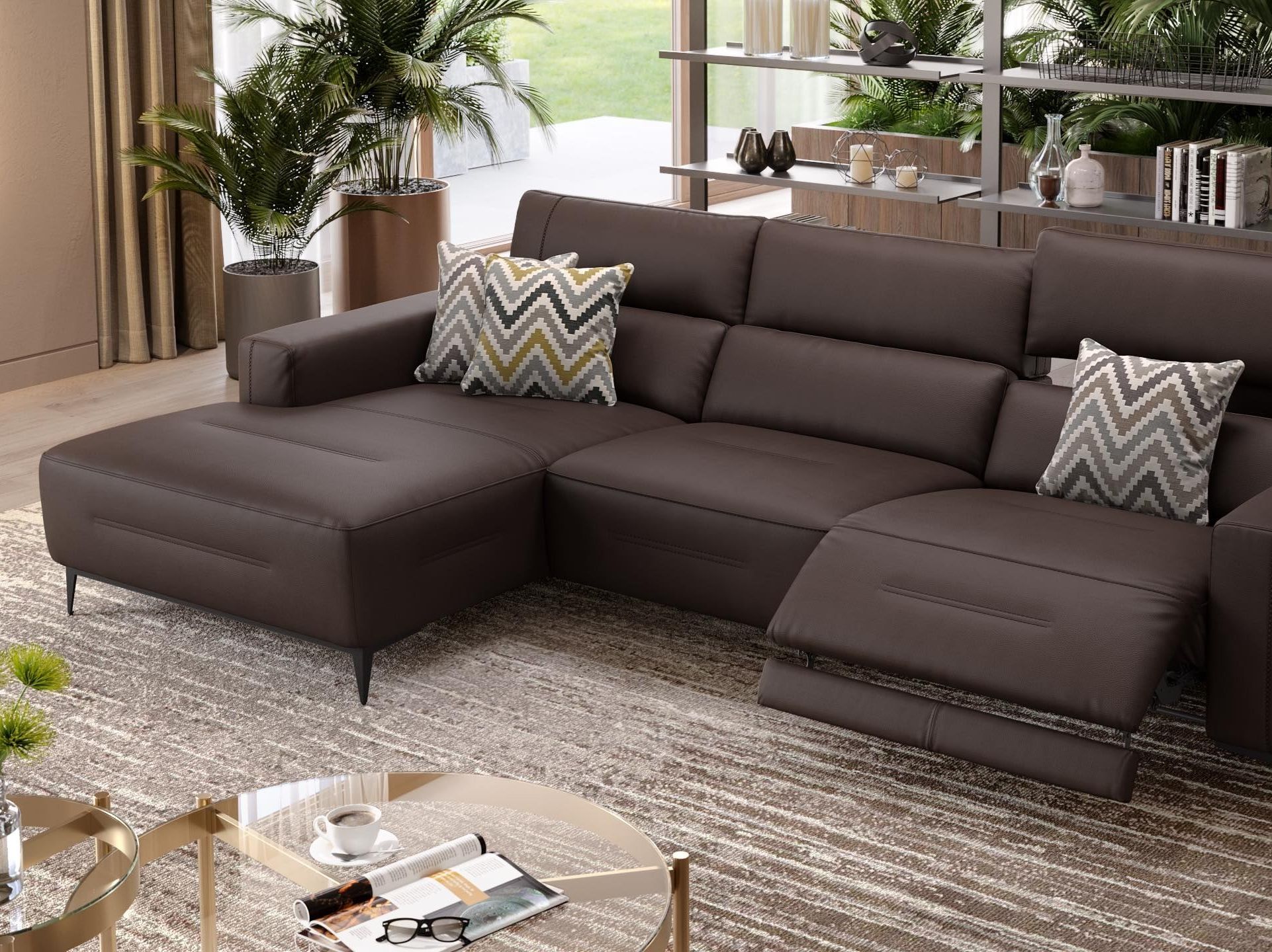 Кожаный угловой диван с шезлонгом Sofanella Teramo ARCH-00118539 - Вид №2