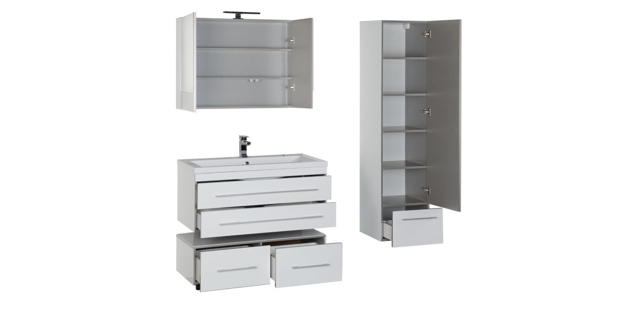 Комплект мебели Aquanet Верона 100 белый (подвесной 2 ящика) 00175467 - Вид №2