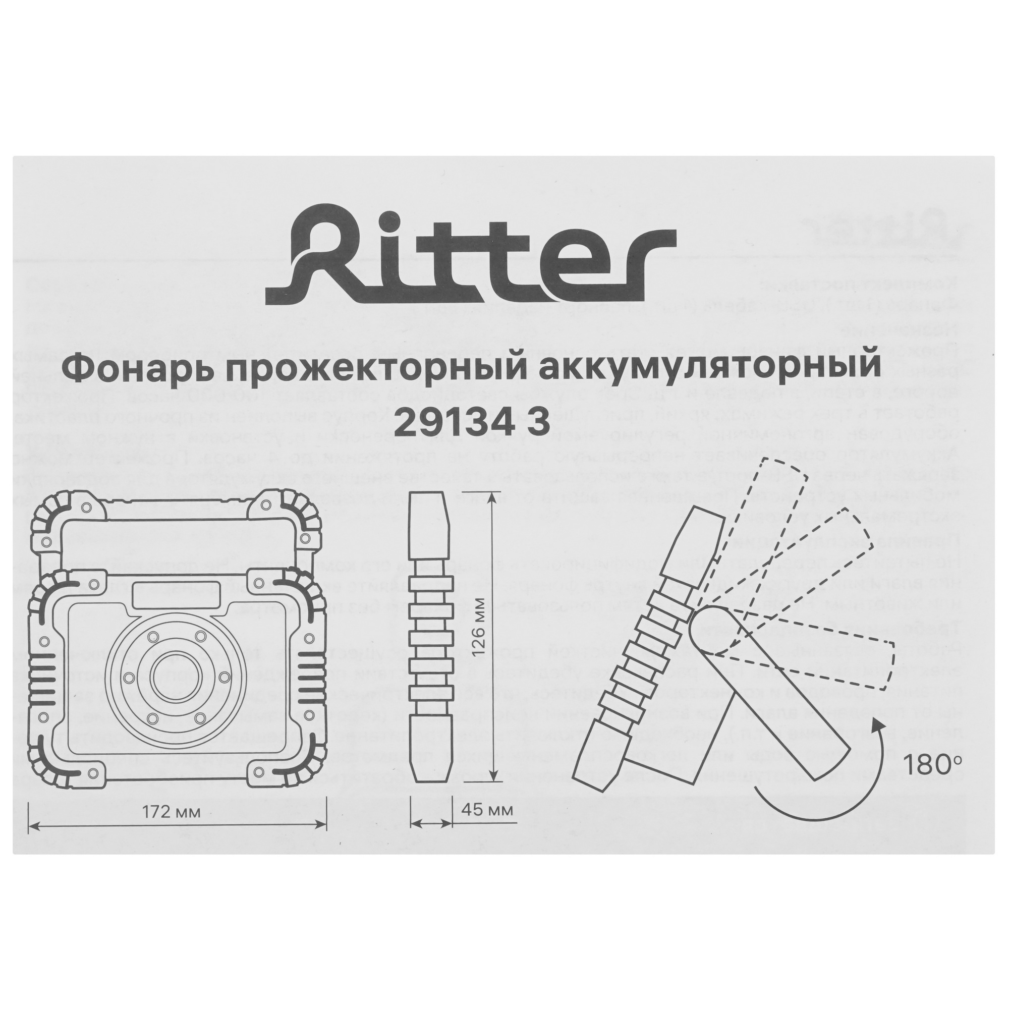 Прожектор Ritter 29134 3 9227100 STDN-0029096 - Вид №6