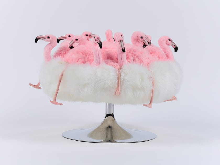 Полиэстер круглый пуф APCOLLECTION фламинго ARCH-00027335