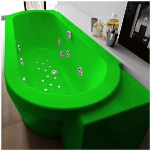 Ванна Gruppo treesse Playa V818Q-SX-ZE зелёная с гидромассажем, аэромассажем и дезинфекцией овальная угловая пристенная левая