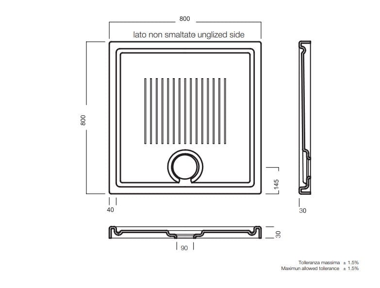 Керамический прямоугольный нескользящий поддон для душа TAMANACO CERAMIC 30 WHITE GLOSSY ARCH-00136845 - Вид №4