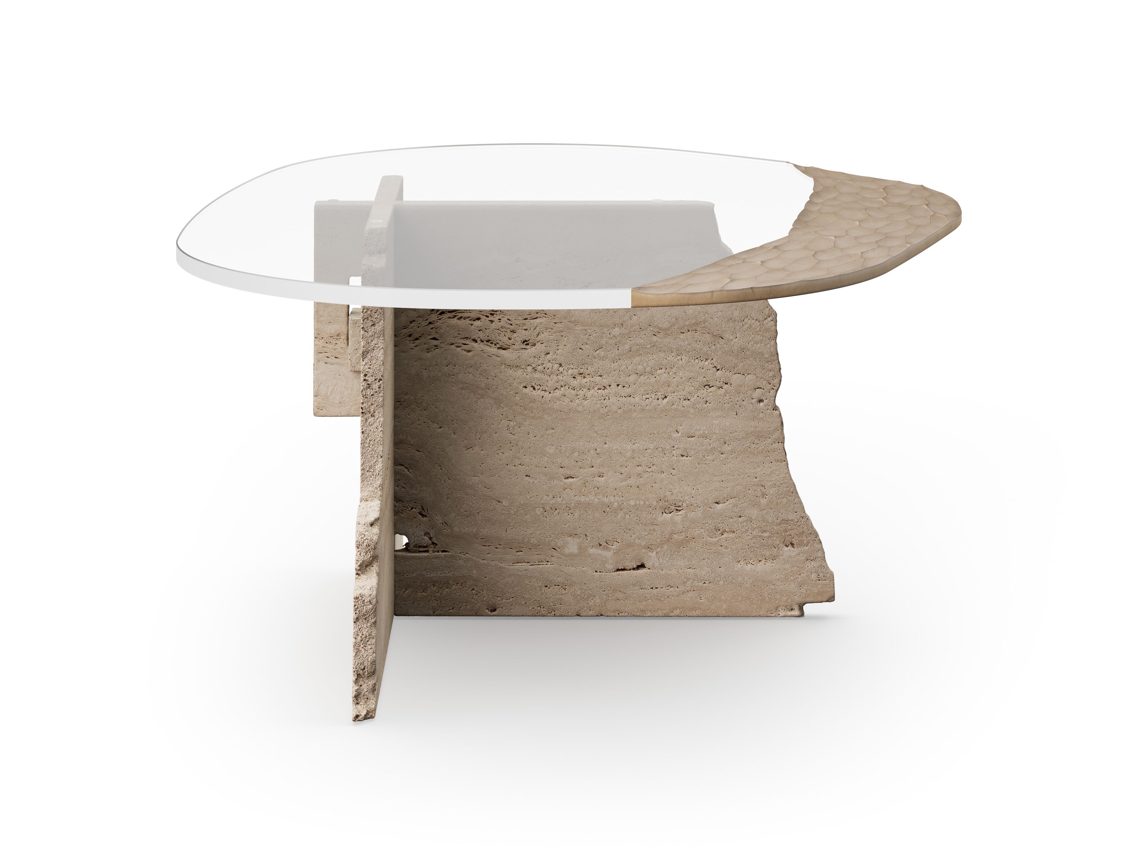 Журнальный столик из травертина и стекла ARTE VENEZIANA пещера ARCH-00028511 - Вид №1