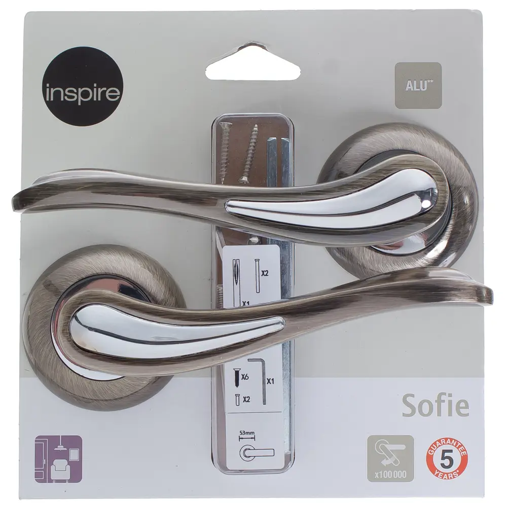 Дверная ручка Inspire «Sofie», без запирания, комплект, цвет бронза 18808331 STLM-2011311  - Вид №3