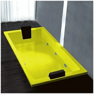 Ванна Gruppo treesse Quadra 181 V071B-SX-Z жёлтая с гидромассажем  и дезинфекцией прямоугольная встроенная левая