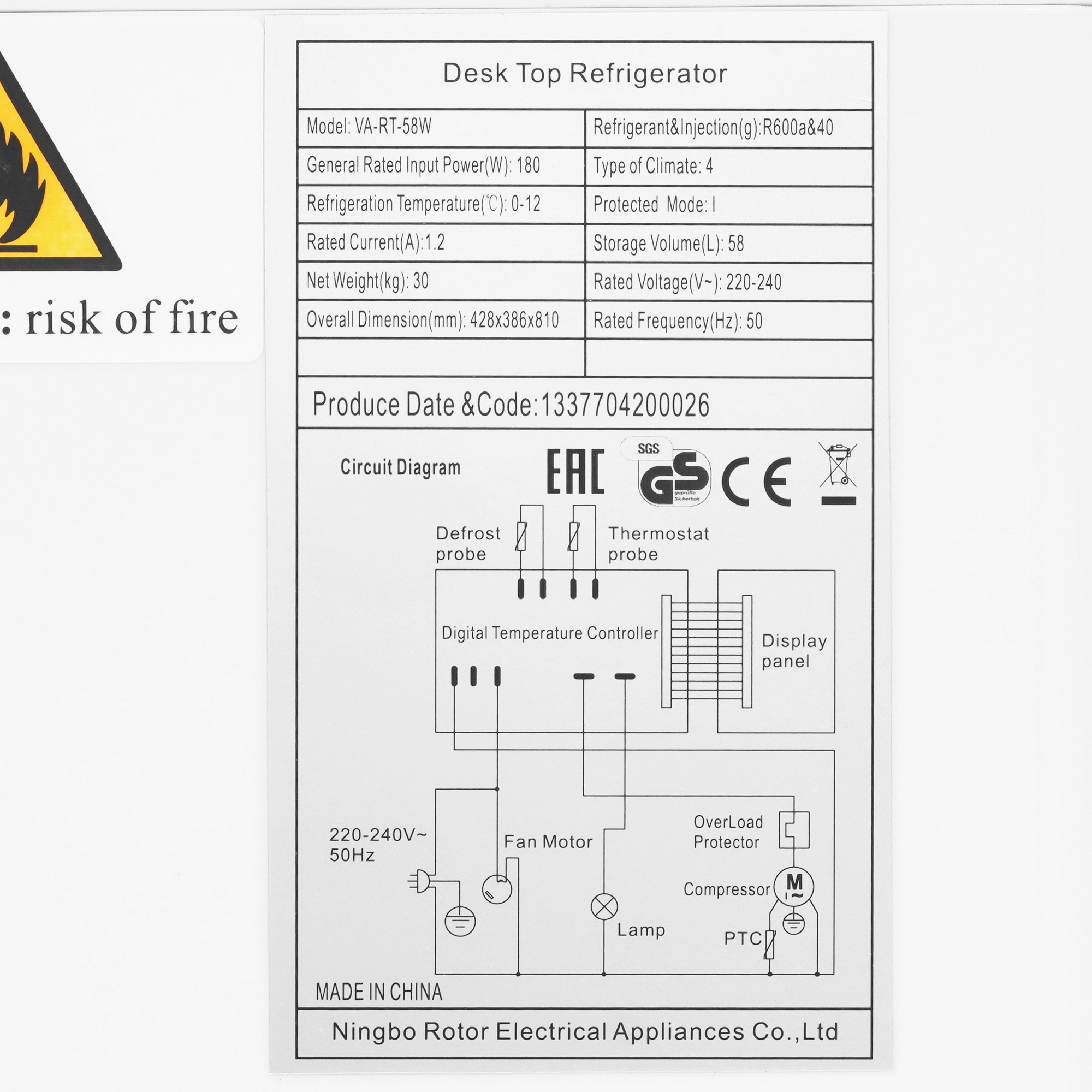 5088128 Холодильная витрина   Viatto VA-RT-58W белый STDN-0016294 - Вид №5
