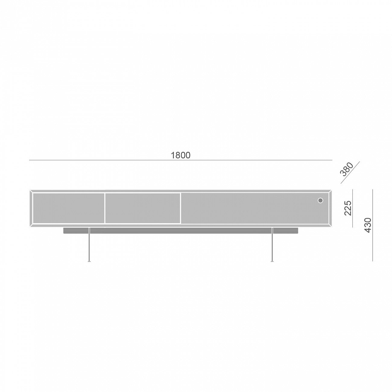 Тумба под телевизор с двумя ящиками 43х180 см белая Long New BRAGIN DESIGN TUBE 00-3862370 Белый - Вид №1