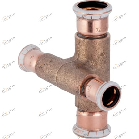 GEBERIT 61505 Крестовина двухплоскостная Geberit Mapress из меди, редукционная, с уступом 