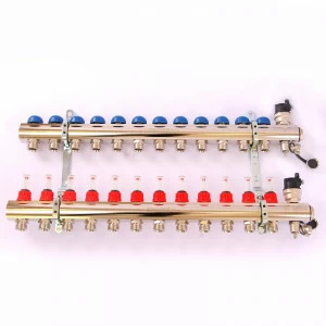 Коллекторная группа TOPWAY с термостатическими вентилями и расходомерами с метрической резьбой EMMETI 1"xM24x19 12 выходов