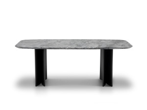 Прямоугольный обеденный стол из мрамора и нержавеющей стали
