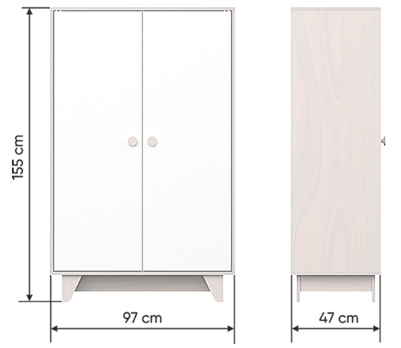 Шкаф двухдверный детский молочный Line ELLIPSE ELLIPSE LINE 257714 Молочный Santreyd  - Вид №4