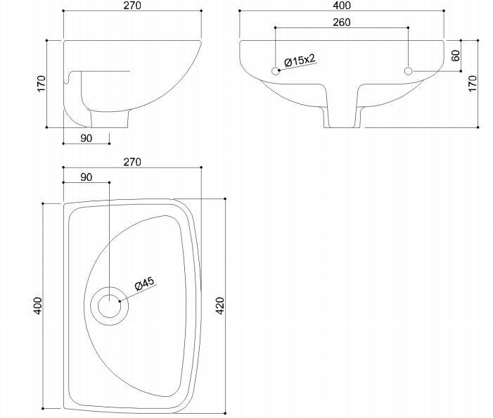 B41cos05 / b41cos06 Подвесная раковина настенная овальная Ponte Giulio Standard белая - Вид №2