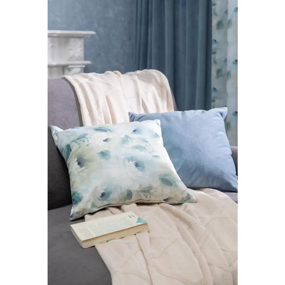 Подушка Дымка 40х40 см бархат цвет бирюзовый SEASONS STLM-2129532 - Вид №3